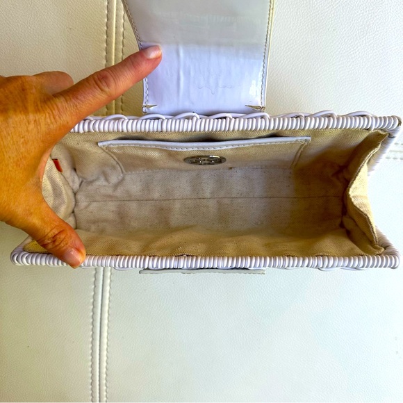Tory Burch White Rattan Clutch with silver accents - Picture 9 of 12